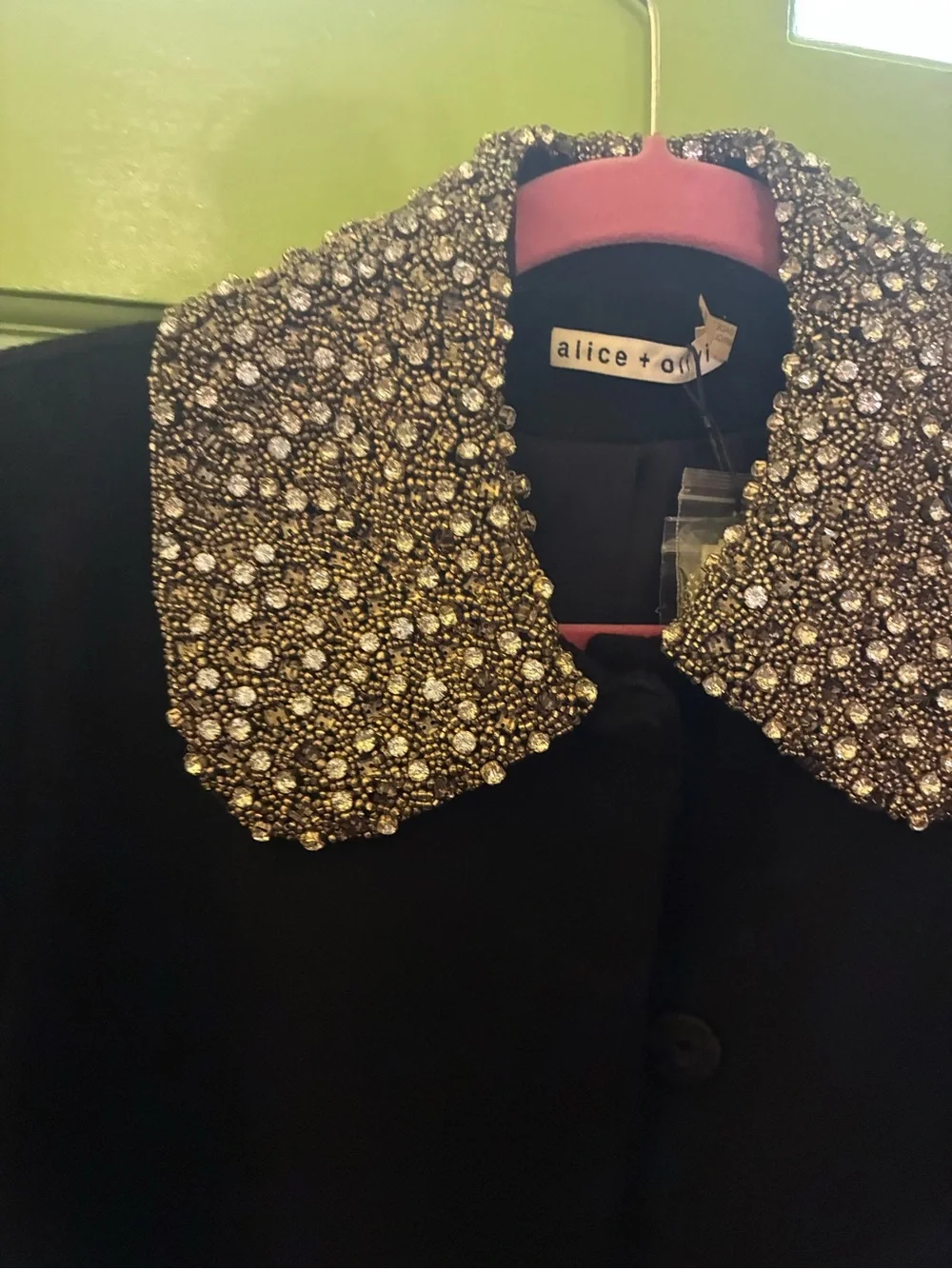 Alice + Olivia Iris Embellished Wool and Cashmere Blend Coat